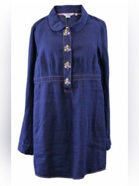 BODEN LINEN TUNIC WITH FUN BUTTONS-SIZE 8